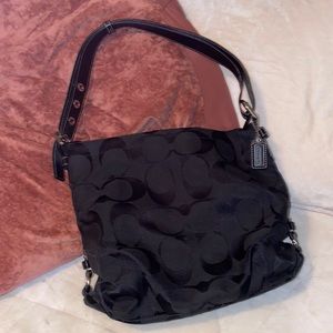Coach Beauty Signature Black Canvas Leather E1276 F15067 Diagonal No.24451